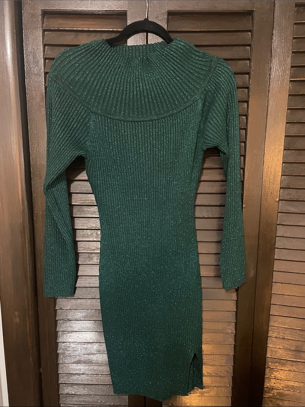 Madden Girl Forest Green Ribbed Knit Long Sleeve Dress
